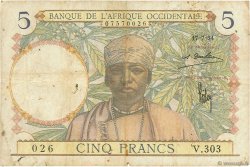 5 Francs AFRIQUE OCCIDENTALE FRANÇAISE (1895-1958)  1934 P.21 TB