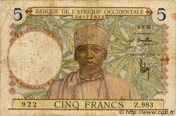 5 Francs FRENCH WEST AFRICA  1935 P.21 MB