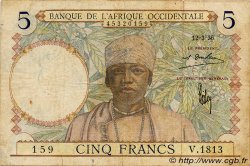 5 Francs FRENCH WEST AFRICA  1936 P.21 F