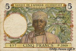 5 Francs FRENCH WEST AFRICA  1937 P.21 VF