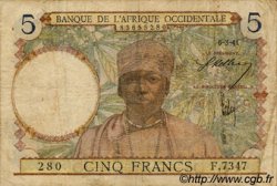 5 Francs AFRIQUE OCCIDENTALE FRANÇAISE (1895-1958)  1941 P.21 B à TB