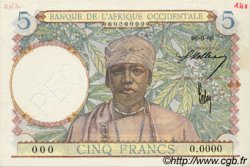 5 Francs Spécimen AFRIQUE OCCIDENTALE FRANÇAISE (1895-1958)  1941 P.25s SPL