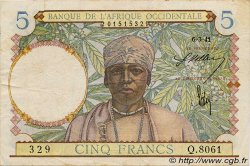 5 Francs FRENCH WEST AFRICA  1941 P.25 q.BB
