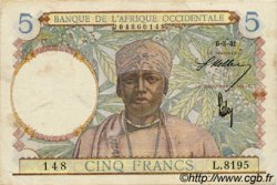 5 Francs FRENCH WEST AFRICA  1941 P.25 BB