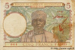 5 Francs AFRIQUE OCCIDENTALE FRANÇAISE (1895-1958)  1943 P.26 pr.TTB