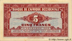 5 Francs FRENCH WEST AFRICA  1942 P.28a AU
