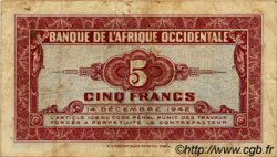 5 Francs AFRIQUE OCCIDENTALE FRANÇAISE (1895-1958)  1942 P.28a TB