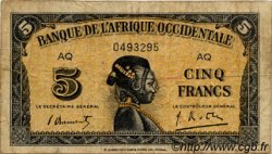 5 Francs AFRIQUE OCCIDENTALE FRANÇAISE (1895-1958)  1942 P.28b TB