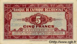 5 Francs FRENCH WEST AFRICA  1942 P.28b AU