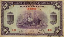 1000 Francs AFRIQUE OCCIDENTALE FRANÇAISE (1895-1958)  1942 P.32 TB à TTB