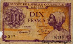 10 Francs AFRIQUE OCCIDENTALE FRANÇAISE (1895-1958)  1943 P.29 B