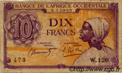 10 Francs AFRIQUE OCCIDENTALE FRANÇAISE (1895-1958)  1943 P.29 TB