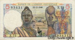 5 Francs AFRIQUE OCCIDENTALE FRANÇAISE (1895-1958)  1948 P.36 TTB