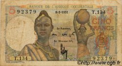 5 Francs AFRIQUE OCCIDENTALE FRANÇAISE (1895-1958)  1951 P.36 B+