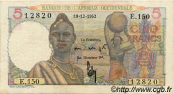 5 Francs AFRIQUE OCCIDENTALE FRANÇAISE (1895-1958)  1952 P.36 TTB