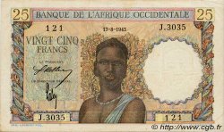 25 Francs AFRIQUE OCCIDENTALE FRANÇAISE (1895-1958)  1943 P.38 TTB+