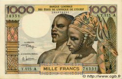1000 Francs WEST AFRICAN STATES  1973 P.103Aj AU-