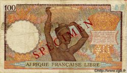 100 Francs Spécimen AFRIQUE ÉQUATORIALE FRANÇAISE Brazzaville 1941 P.08s TB+