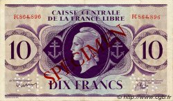 10 Francs Spécimen AFRIQUE ÉQUATORIALE FRANÇAISE Brazzaville 1943 P.11s