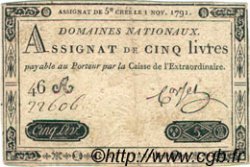 5 Livres FRANCE  1791 Laf.145 TTB