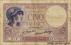 5 Francs FEMME CASQUÉE FRANCE  1917 F.03 B+ à TB