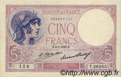 5 Francs FEMME CASQUÉE FRANCE  1917 F.03 TTB
