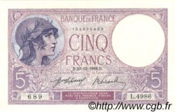 5 Francs FEMME CASQUÉE FRANCE  1918 F.03.02 SPL