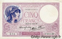5 Francs FEMME CASQUÉE modifié FRANCE  1939 F.04.06 TTB à SUP