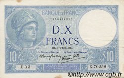 10 Francs MINERVE modifié FRANCE  1939 F.07.04 TTB