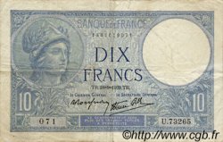 10 Francs MINERVE modifié FRANCE  1939 F.07.09 TB