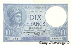 10 Francs MINERVE modifié FRANCE  1940 F.07.22 SPL