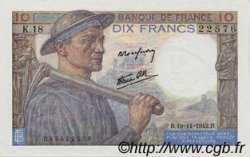 10 Francs MINEUR FRANCE  1942 F.08.05 SPL