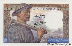 10 Francs MINEUR Numéro radar FRANCE  1942 F.08.05 NEUF