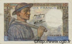10 Francs MINEUR FRANCE  1945 F.08.13 TTB+