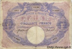 50 Francs BLEU ET ROSE FRANCE  1912 F.14.25 B+ à TB