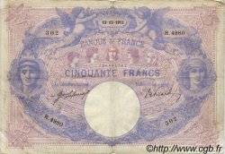 50 Francs BLEU ET ROSE FRANCE  1913 F.14.26 TB
