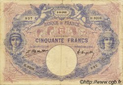 50 Francs BLEU ET ROSE FRANCE  1922 F.14.35 B+