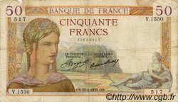 50 Francs CÉRÈS FRANCE  1935 F.17.08 B à TB