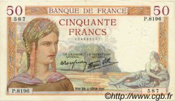 50 Francs CÉRÈS modifié FRANCE  1938 F.18.12 TTB