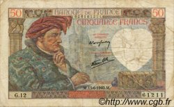 50 Francs JACQUES CŒUR FRANCE  1940 F.19.01 TB+