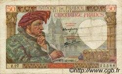 50 Francs JACQUES CŒUR FRANCE  1940 F.19.04 TB+