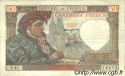 50 Francs JACQUES CŒUR FRANCE  1941 F.19.06 TB+ à TTB