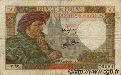 50 Francs JACQUES CŒUR FRANCE  1941 F.19.10 pr.TB