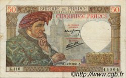 50 Francs JACQUES CŒUR FRANCE  1941 F.19.14 TTB