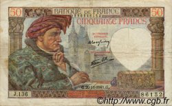 50 Francs JACQUES CŒUR FRANCE  1941 F.19.16 TB+