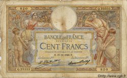 100 Francs LUC OLIVIER MERSON grands cartouches FRANCE  1923 F.24 B à TB