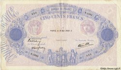 500 Francs BLEU ET ROSE modifié FRANCE  1939 F.31.32 TTB