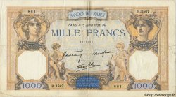 1000 Francs CÉRÈS ET MERCURE type modifié FRANCE  1938 F.38.23 TB+