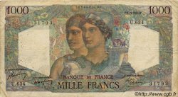 1000 Francs MINERVE ET HERCULE FRANCE  1950 F.41.31 B+