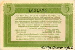 5 Francs BON DE SOLIDARITÉ FRANCE régionalisme et divers  1941 KL.05D1 SUP